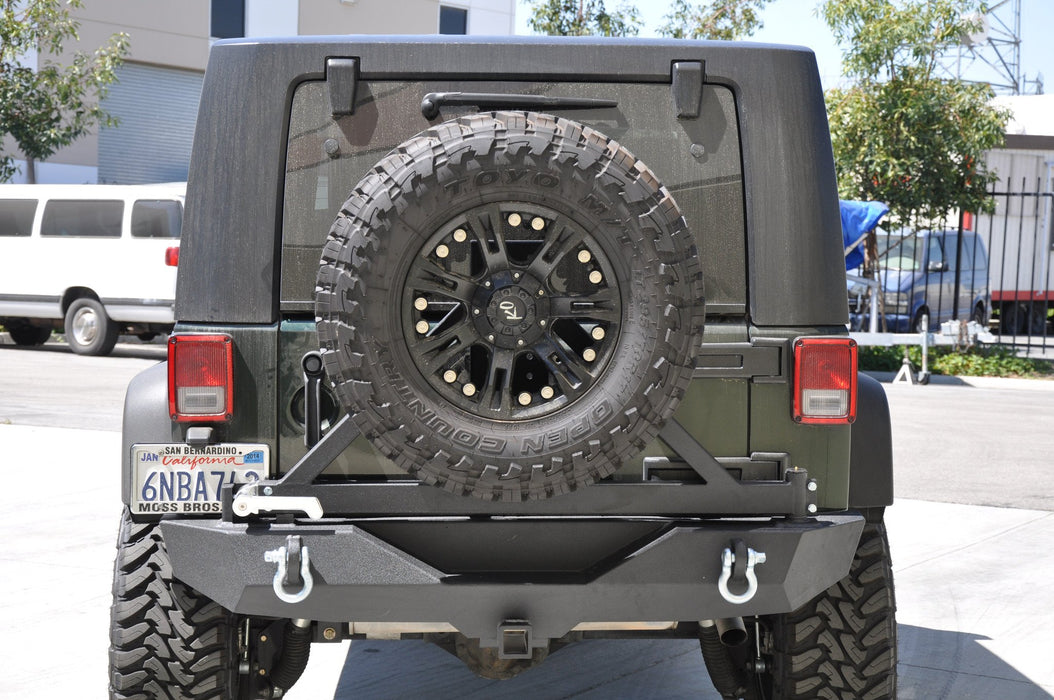 DV8 Offroad RBSTTB-01B Jeep JK Rear Bumper W/Tire Carrier Tapered Bearing 07-18 Wrangler JK Black DV8 Offroad - Truck Part Superstore