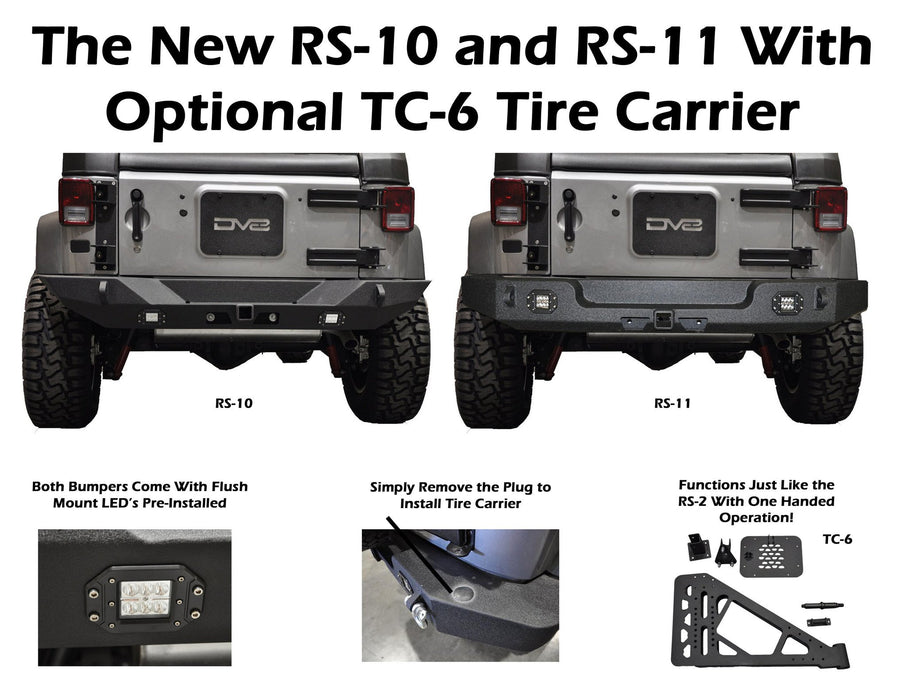 DV8 Offroad RBSTTB-11 Jeep JK Rear Bumper 07-18 Wrangler JK w/Light Holes Full Length DV8 Offroad - Truck Part Superstore