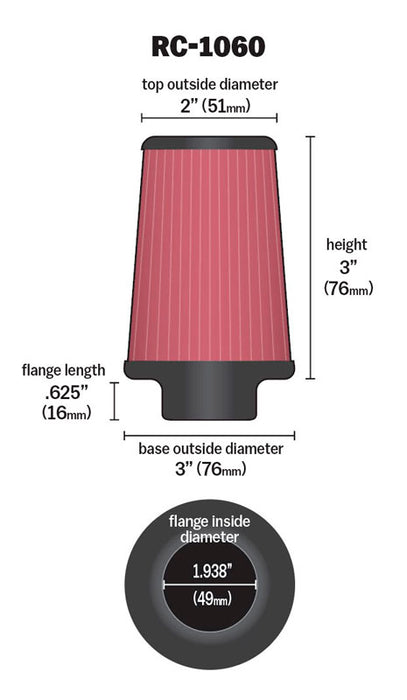 K&N RC-1060 Universal Clamp-On Air Filter - Truck Part Superstore