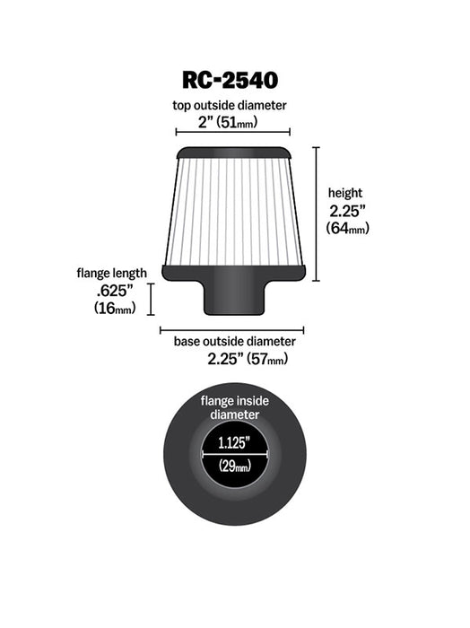 K&N RC-2540 Universal Clamp-On Air Filter - Truck Part Superstore