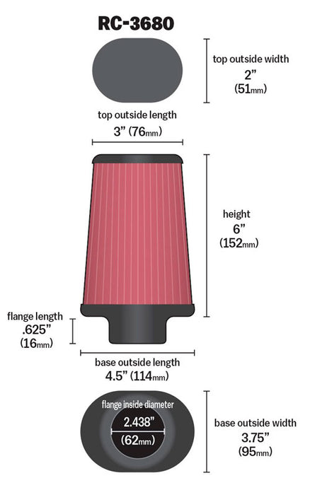 K&N RC-3680 Universal Clamp-On Air Filter - Truck Part Superstore