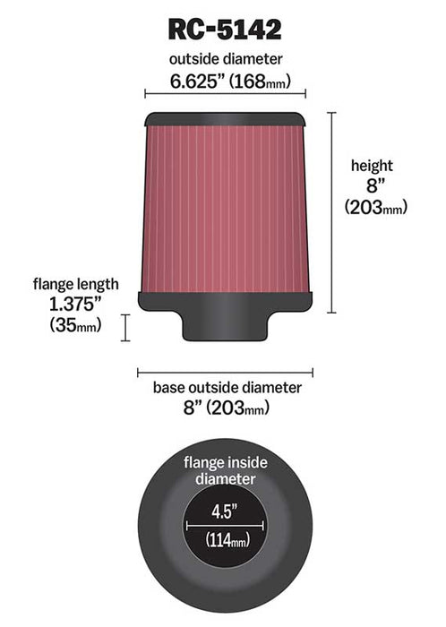 K&N RC-5142 Universal Clamp-On Air Filter - Truck Part Superstore