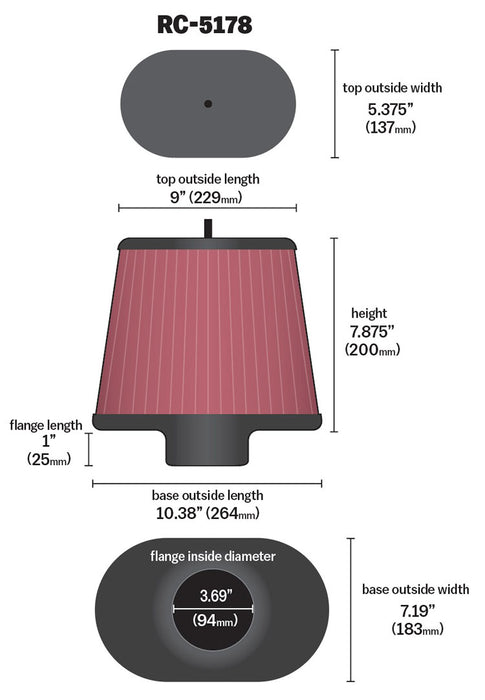 K&N RC-5178 Oval Universal Air Filter - Truck Part Superstore