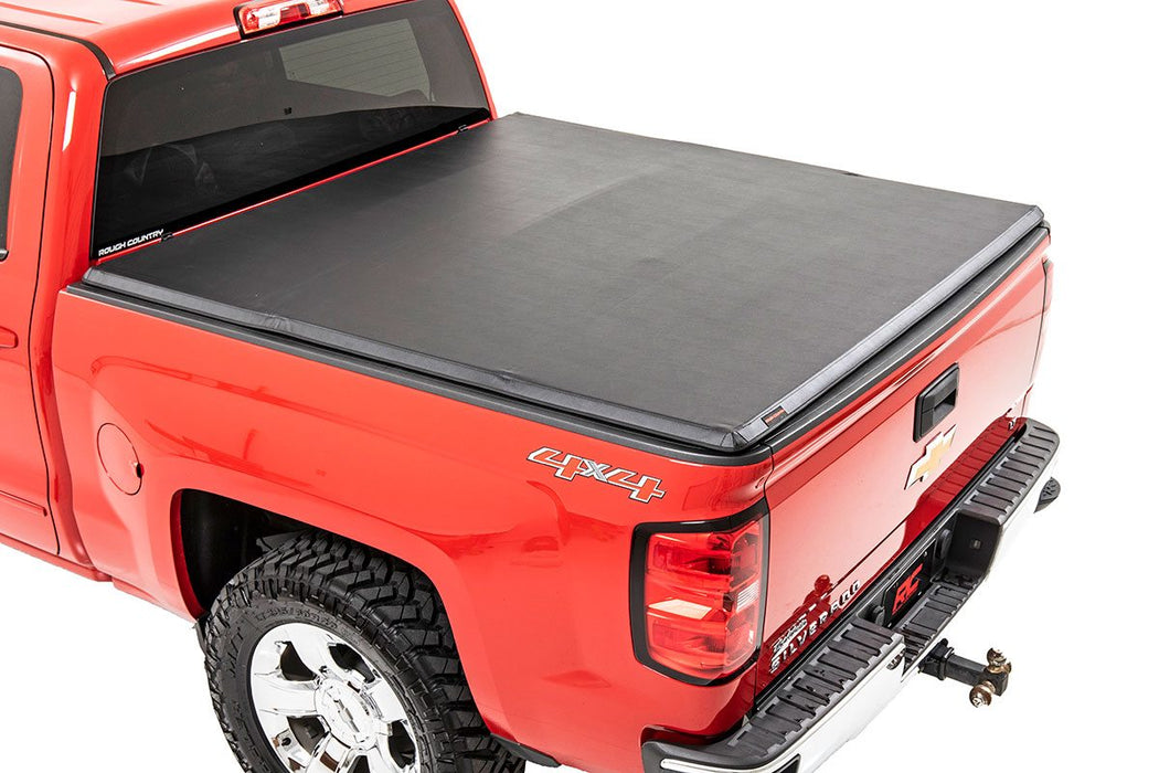 Rough Country RC44207650 Soft Tri-Fold Bed Cover 07-14 Silverado/Sierra 1500/2500/3500 PU-6 Foot 5 Inch Bed w/o Cargo Mgmt Rough Country - Truck Part Superstore