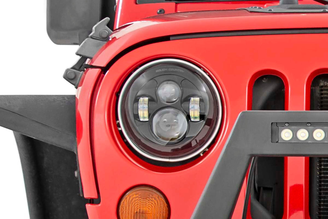Rough Country RCH5000 Jeep 7 Inch LED Projection Headlights Wrangler TJ, JK Rough Country - Truck Part Superstore