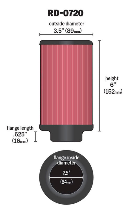 K&N RD-0720 Universal Clamp-On Air Filter - Truck Part Superstore