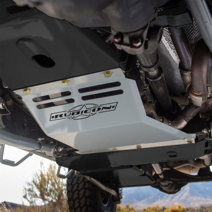 Rubicon Express REA1021 Transmission Skid Plate; Black Powder Coat; 3/16 in. Steel; - Truck Part Superstore