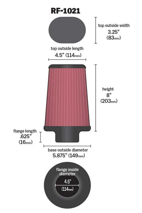 K&N RF-1021 Universal Clamp-On Air Filter - Truck Part Superstore