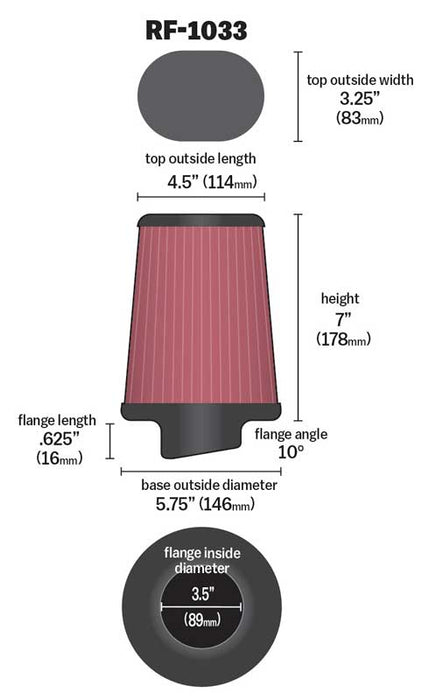 K&N RF-1033 Universal Clamp-On Air Filter - Truck Part Superstore