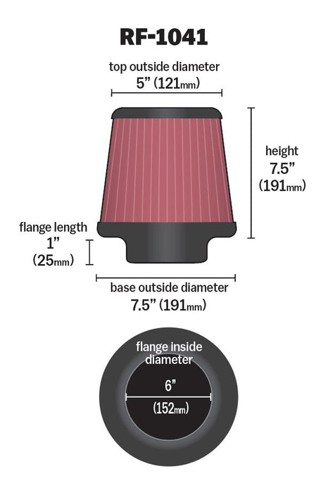 K&N RF-1041 Universal Clamp-On Air Filter - Truck Part Superstore