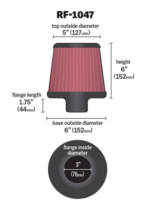 K&N RF-1047 Universal Clamp-On Air Filter - Truck Part Superstore