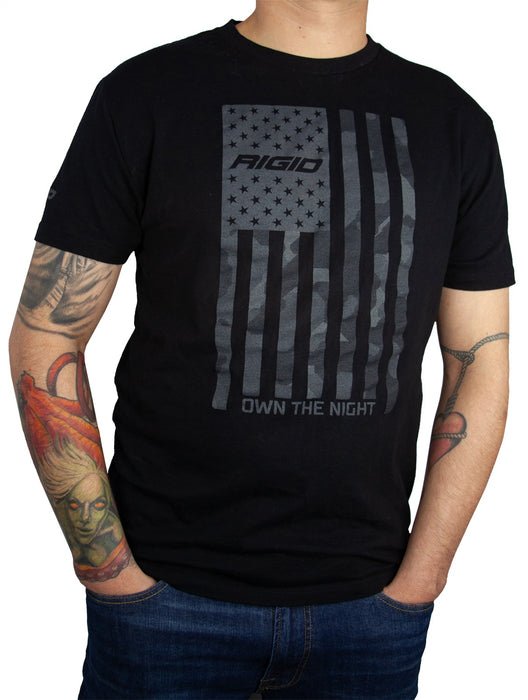 RIGID Industries 1055 RIGID T-Shirt, US Flag, Black, Large - Truck Part Superstore