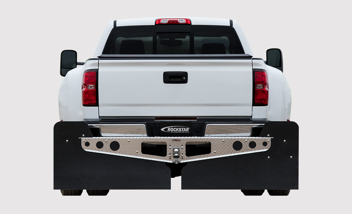 ROCKSTAR Mud Flaps A10201023 ROCKSTAR 3XL Hitch Mount Mud Flaps with Aluminum Frame and Stabilizer Plate - Truck Part Superstore
