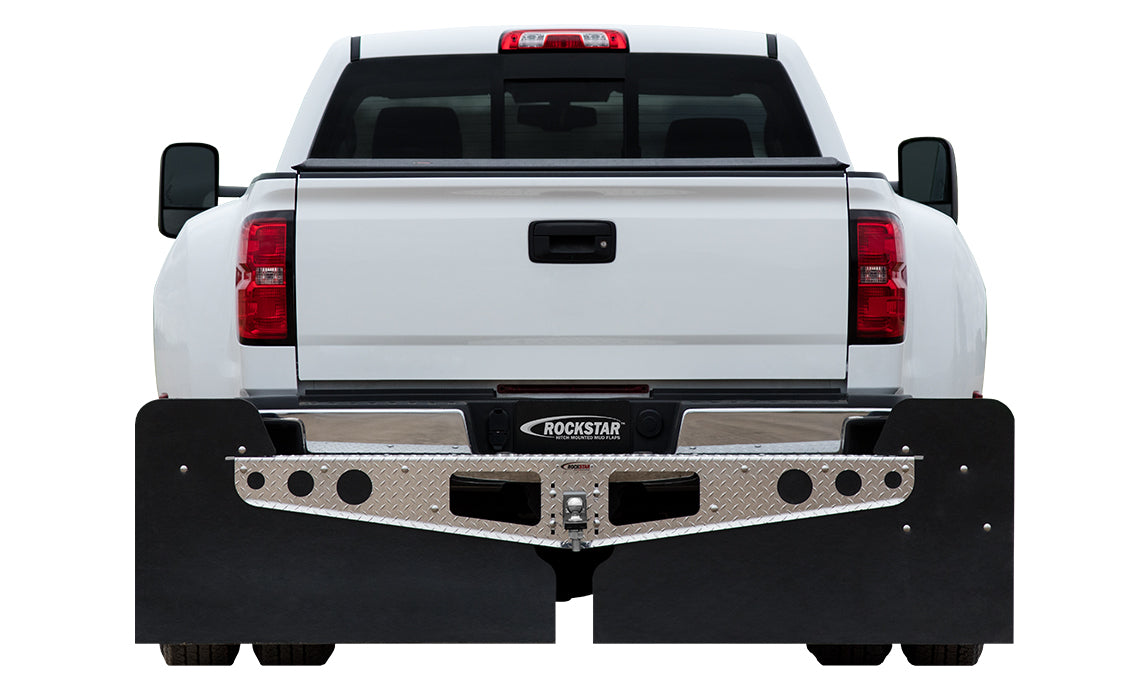 ROCKSTAR Mud Flaps A10200813 ROCKSTAR 3XL Hitch Mount Mud Flaps with Aluminum Frame and Stabilizer Plate - Truck Part Superstore