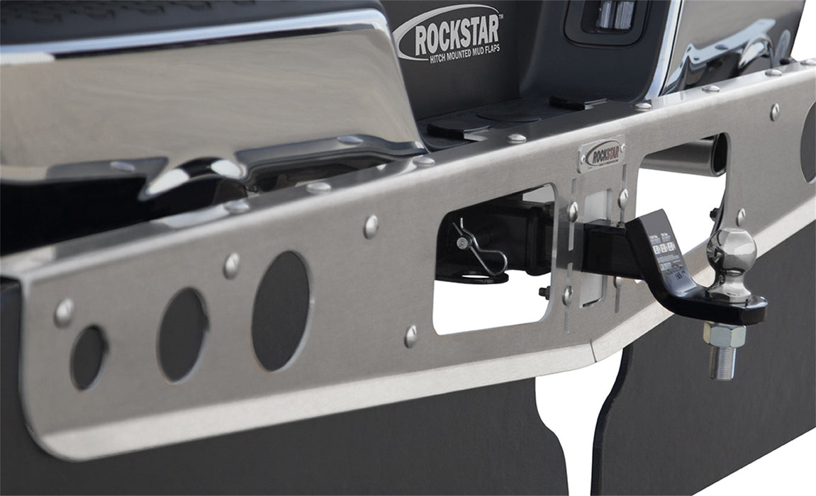 ROCKSTAR Mud Flaps A10200513 ROCKSTAR 3XL Hitch Mount Mud Flaps with Aluminum Frame and Stabilizer Plate - Truck Part Superstore