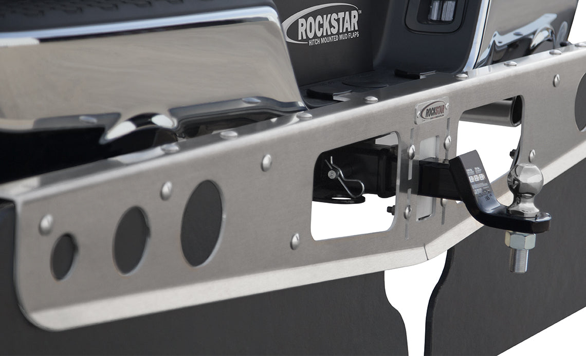ROCKSTAR Mud Flaps A10400212 ROCKSTAR 2XL Hitch Mount Mud Flaps with Aluminum Frame and Stabilizer Plate - Truck Part Superstore