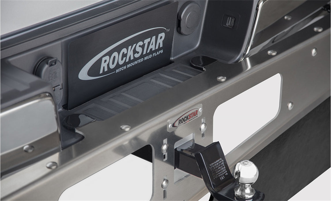 ROCKSTAR Mud Flaps A1010081 ROCKSTAR Hitch Mount Mud Flaps with Aluminum Frame and Stabilizer Plate - Truck Part Superstore