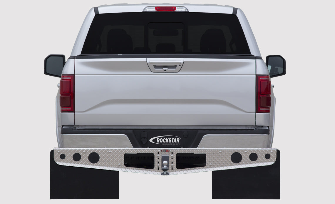 ROCKSTAR Mud Flaps A1010032 ROCKSTAR Hitch Mount Mud Flaps with Aluminum Frame and Stabilizer Plate - Truck Part Superstore