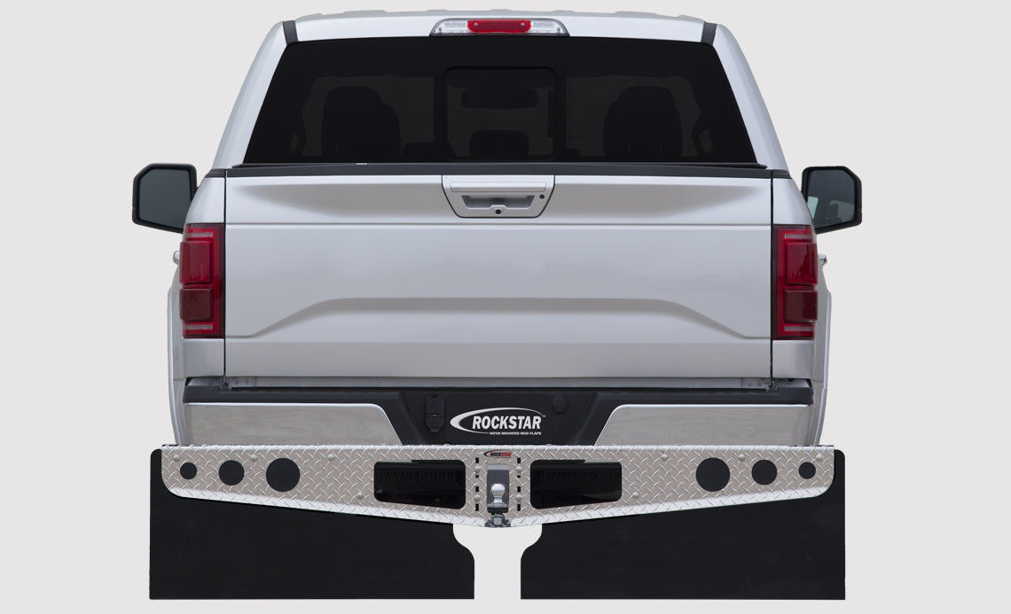 ROCKSTAR Mud Flaps A10200721 ROCKSTAR XL Hitch Mount Mud Flaps with Aluminum Frame and Stabilizer Plate - Truck Part Superstore