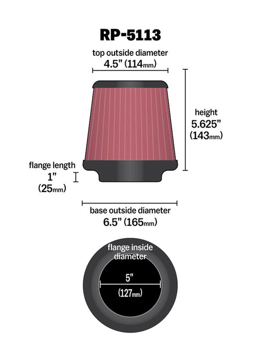 K&N RP-5113 Universal Air Filter - Carbon Fiber Top - Truck Part Superstore