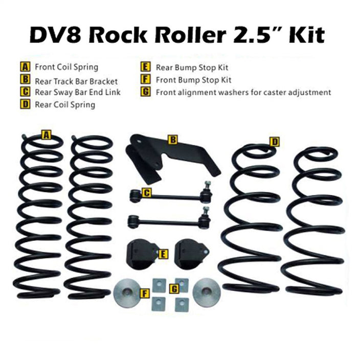 DV8 Offroad RR25JK-01 Jeep JK 2.5 Inch Lift Kit Rock Roller No Shocks 07-18 Wrangler JK DV8 Offroad - Truck Part Superstore