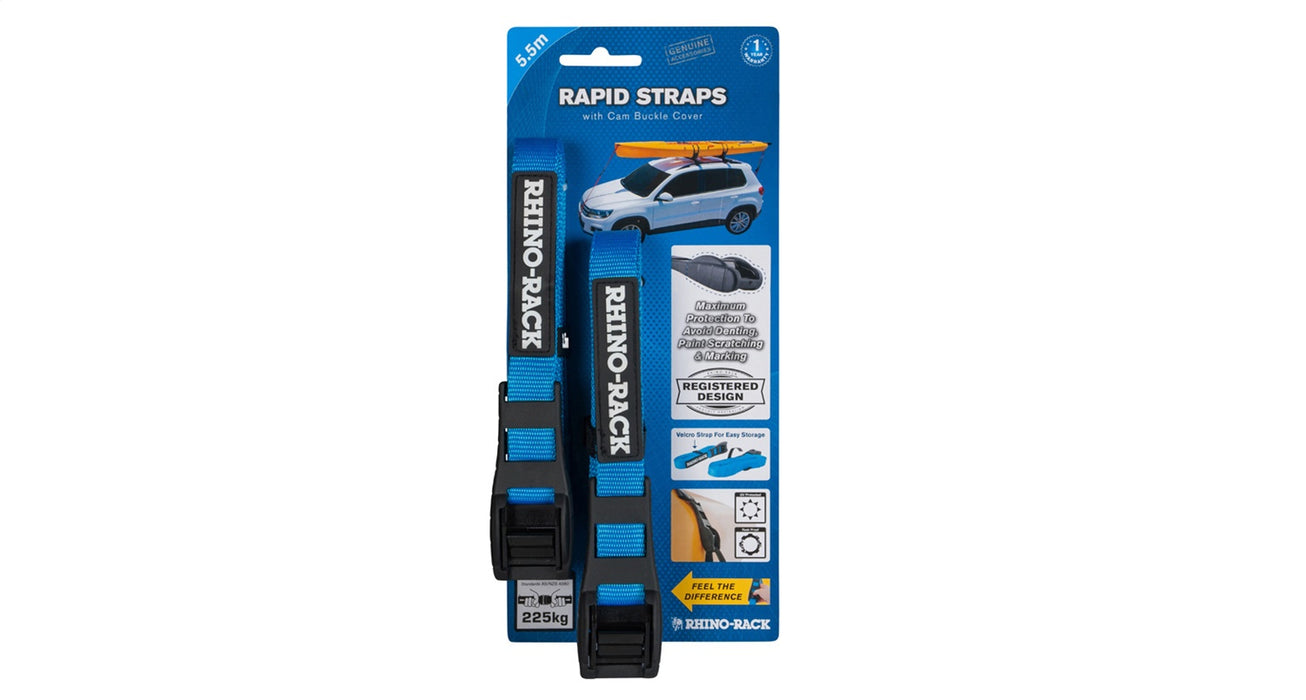 Rhino-Rack USA RTD55P Tie Down Strap; 18 ft.; w/Buckle Protector; Blue; - Truck Part Superstore