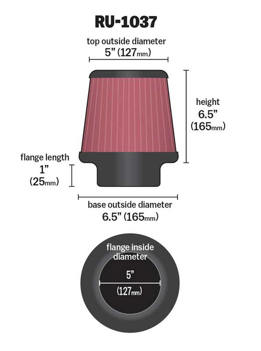 K&N RU-1037 Universal Clamp-On Air Filter - Truck Part Superstore
