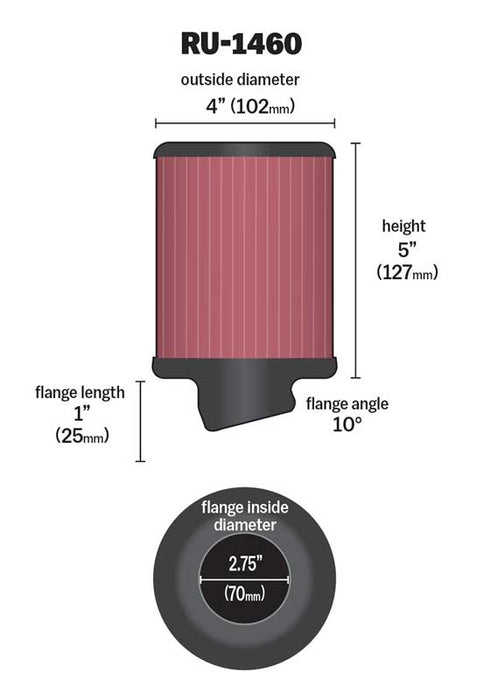 K&N RU-1460 Universal Clamp-On Air Filter - Truck Part Superstore