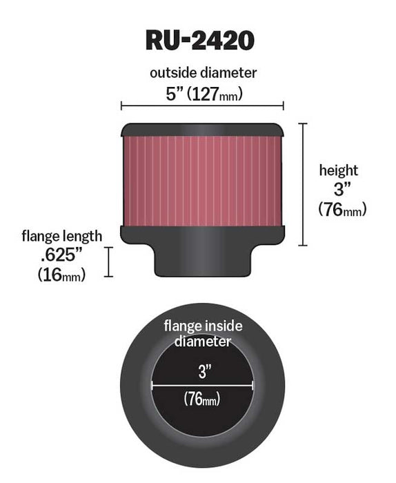 K&N RU-2420 Universal Clamp-On Air Filter - Truck Part Superstore