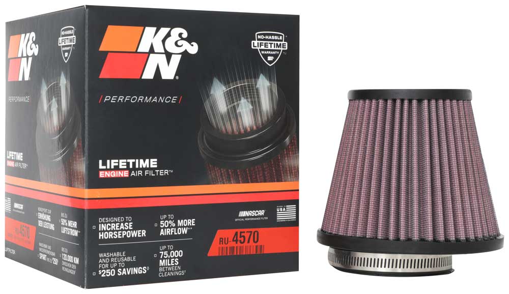 K&N RU-4570 Universal Clamp-On Air Filter - Truck Part Superstore