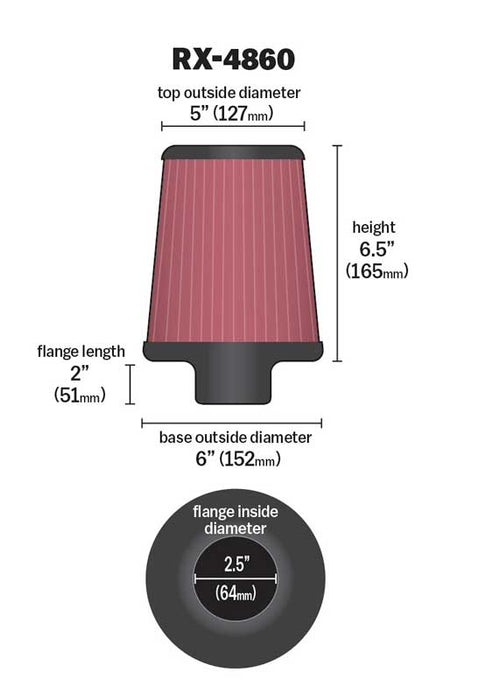 K&N RX-4860 Universal X-Stream Clamp-On Air Filter - Truck Part Superstore