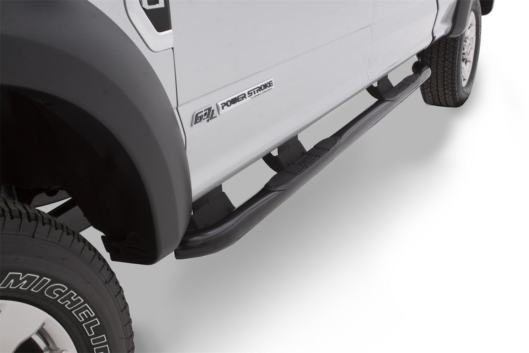 Lund 23090910 3 Inch Round Bent Nerf Bar; Black Steel; - Truck Part Superstore