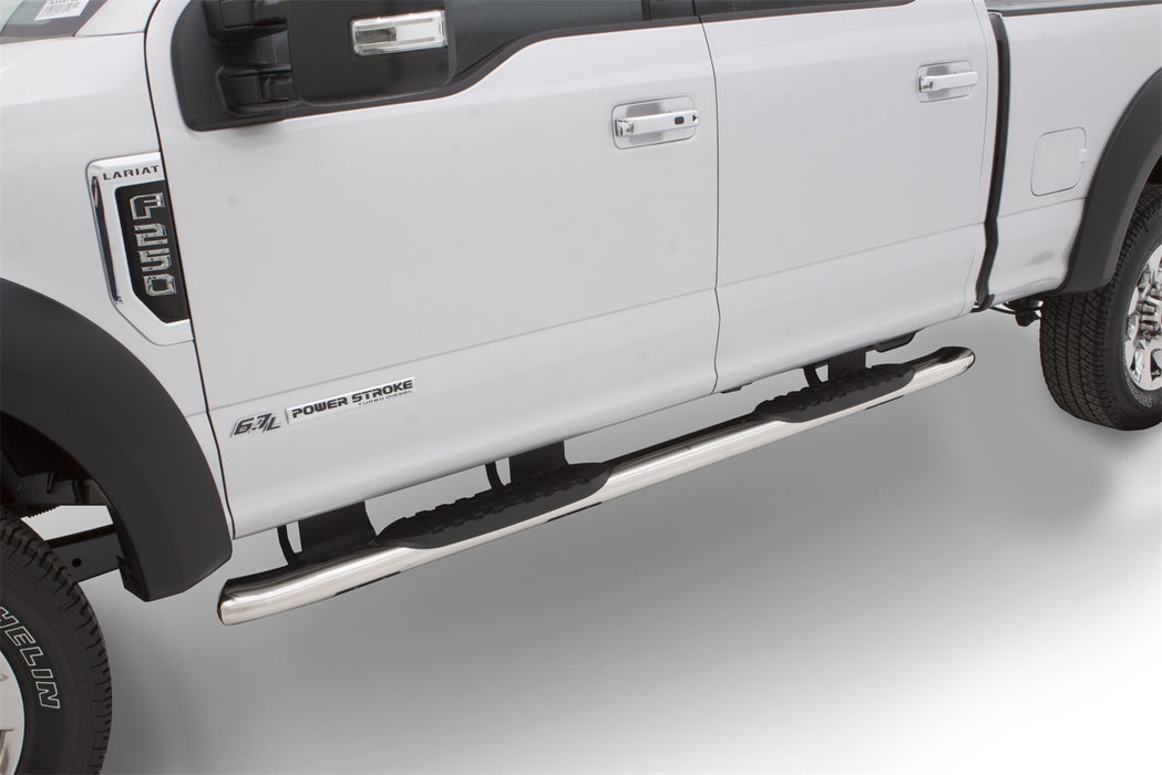 Lund 23789010 5 Inch Oval Curved Nerf Bar; Stainless Steel; Polished Chrome; - Truck Part Superstore
