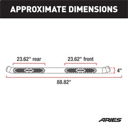 ARIES S222006-2 4in. Polished Stainless Oval Side Bars; Select Toyota Tundra - Truck Part Superstore