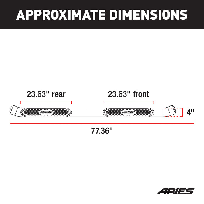 ARIES S225008-2 4in. Polished Stainless Oval Side Bars; Select Dodge Ram 1500; 2500; 3500 - Truck Part Superstore