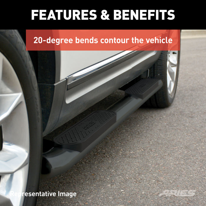 ARIES S225041 4in. Black Steel Oval Side Bars; Select Dodge; Ram 1500; 2500; 3500 - Truck Part Superstore