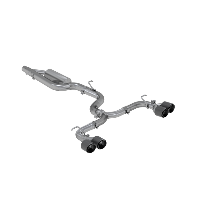 MBRP Exhaust S46033CF 3in. Cat-Back; Valve Delete; Quad Split Rear Exit; T304; CF Tips - Truck Part Superstore