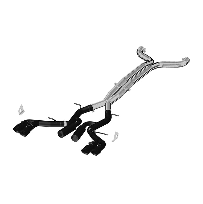 MBRP S7033BLK 3 Inch Dual Cat Back Exhaust System Quad Tips Black Coated Race Version For 16-22 Chevrolet Camaro, V8 6.2L 6 Speed Coupe Only 17-22 Chevrolet Camaro ZL1- Coupe Only MBRP - Truck Part Superstore