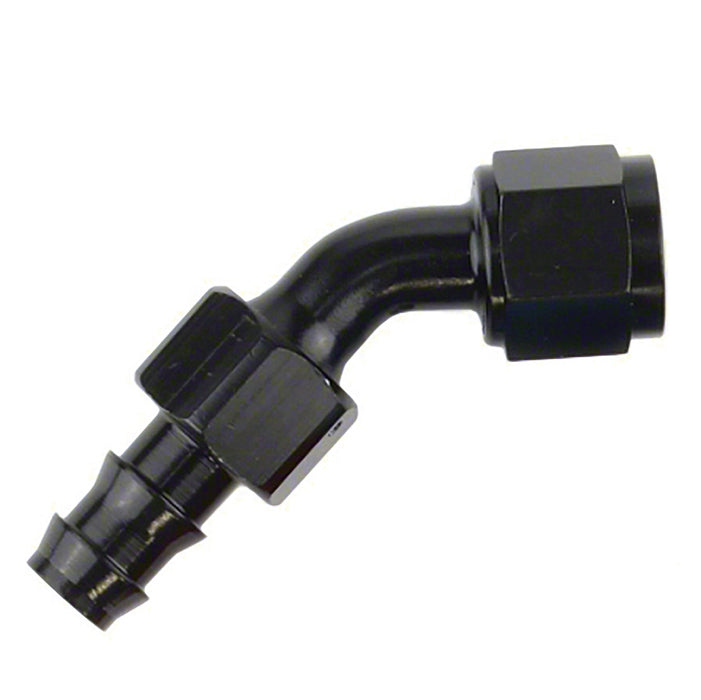 SpeedFx 520645BK Full Swivel; Push On; -6AN; 45 Degree; Anodized; Black; Aluminum; Single - Truck Part Superstore