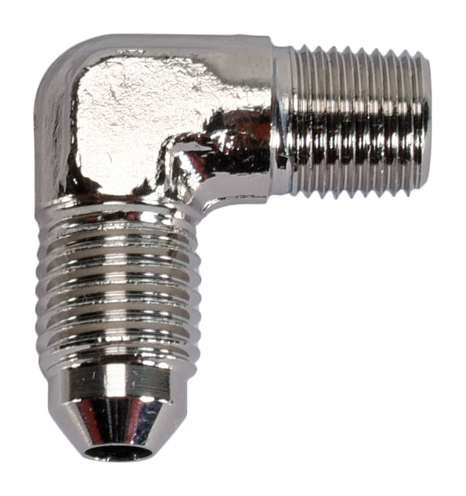 SpeedFx 560422E 90 Degree Flare; -4AN x 1/8 NPTF; Electro+ Nickel Plated Aluminum; Single - Truck Part Superstore
