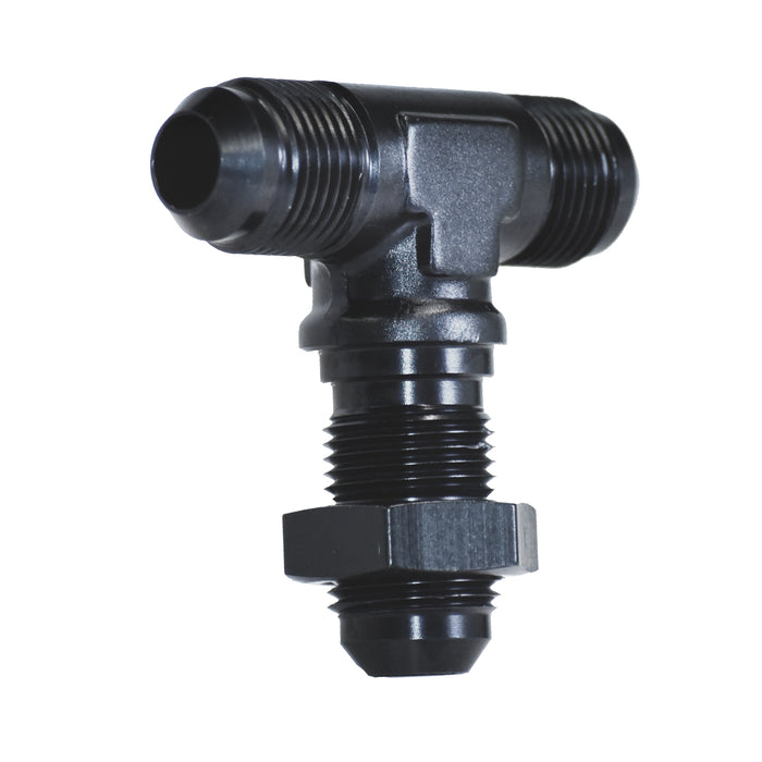 SpeedFx 560834BK 180 Degree Bulkhead Flare Tee; -8AN; Anodized; Black; Aluminum; Single - Truck Part Superstore