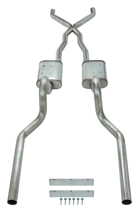 Pypes Performance Exhaust SFM05T Crossmember Back w/X-Pipe Exhaust System 65-70 Convertible Mustang Split Rear Dual Exit 2.5 in Intermediate And Tail Pipe Turbo Pro Muffler Incl Hardware Incl Tip Not Incl Pypes Exhaust - Truck Part Superstore