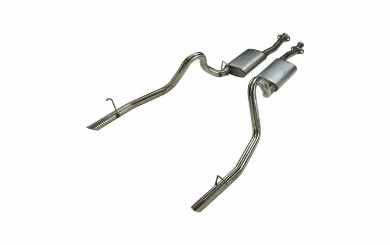 Pypes Performance Exhaust SFM13V Cat Back Exhaust System 79-93 Mustang LX/ 94 -97 Split Rear Dual Exit 2.5 in Intermediate And Tail Pipe Hardware/Violator Mufflers Incl Tip Not Incl Natural Finish 409 Stainless Steel Pypes Exhaust - Truck Part Superstore