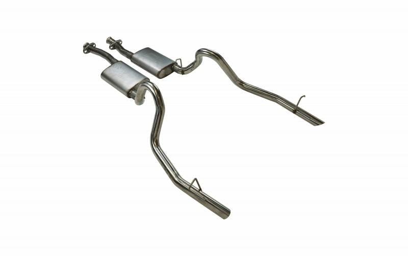 Pypes Performance Exhaust SFM13V Cat Back Exhaust System 79-93 Mustang LX/ 94 -97 Split Rear Dual Exit 2.5 in Intermediate And Tail Pipe Hardware/Violator Mufflers Incl Tip Not Incl Natural Finish 409 Stainless Steel Pypes Exhaust - Truck Part Superstore