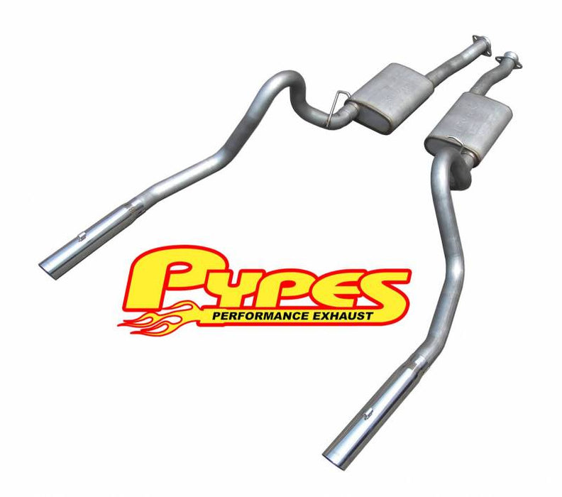 Pypes Performance Exhaust SFM16V Cat Back Exhaust System 79-97 Mustang LX/GT Split Rear Dual Exit 2.5 in Intermediate And Tail Pipe Hardware/Mufflers/3 in Polished Tips Incl Natural Finish 409 Stainless Steel Pypes Exhaust - Truck Part Superstore
