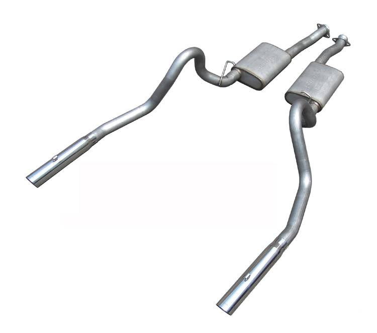 Pypes Performance Exhaust SFM27V Cat Back Exhaust System 99-04 Mustang GT Split Rear Dual Exit 2.5 in Intermediate And Tail Pipe Hardware/Violator Muffler/3.5 in Polished Tips Incl Natural Finish 409 Stainless Steel Pypes Exhaust - Truck Part Superstore