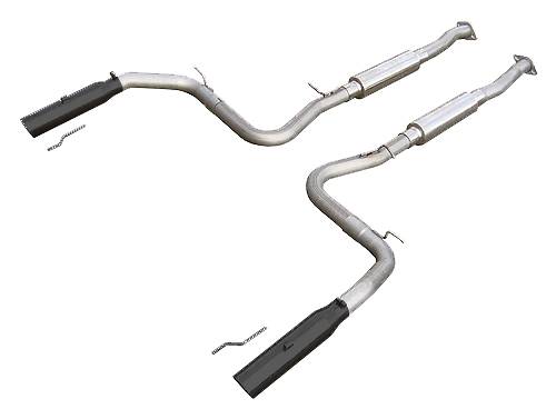 Pypes Performance Exhaust SFM28VB Cat Back Exhaust System 99-04 Mustang GT Split Rear Dual Exit 2.5 in Intermediate And Tail Pipe Hardware/Violator Mufflers/3.5 in Black Tips Incl Natural Finish 409 Stainless Steel Pypes Exhaust - Truck Part Superstore