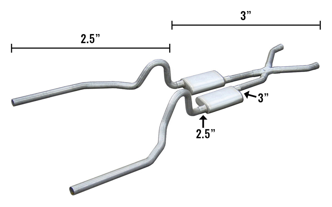 Pypes Performance Exhaust SFM33S Mustang Crossmember Back Hybrid For 65-70 Mustang 3-2.5 Inch W/ X Pipe (SFM33S) - Truck Part Superstore