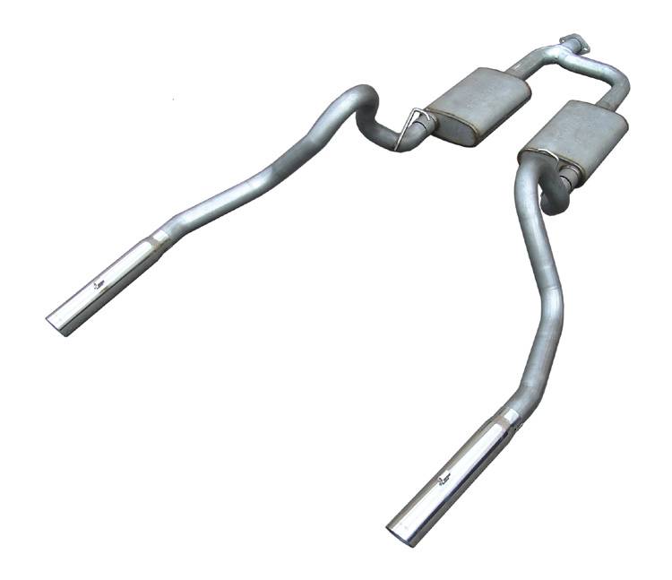 Pypes Performance Exhaust SFM54B Cat Back Exhaust System 98-04 Mustang V6 Split Rear Dual Exit 2.5 in Intermediate And Tail Pipe Street Pro Mufflers/Hardware/3 in Black Tips Inc Natural Finish 409 Stainless Steel Pypes Exhaust - Truck Part Superstore