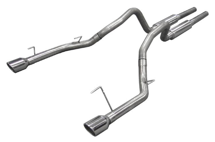 Pypes Performance Exhaust SFM66 Cat Back Mid Muffler Exhaust System 05-10 Mustang GT Split Rear Dual Exit 2.5 in Intermediate And Tail Pipe M80 Mufflers/Hardware/4 in Polished Tips Incl Natural Finish 409 Stainless Steel Pypes Exhaust - Truck Part Superstore